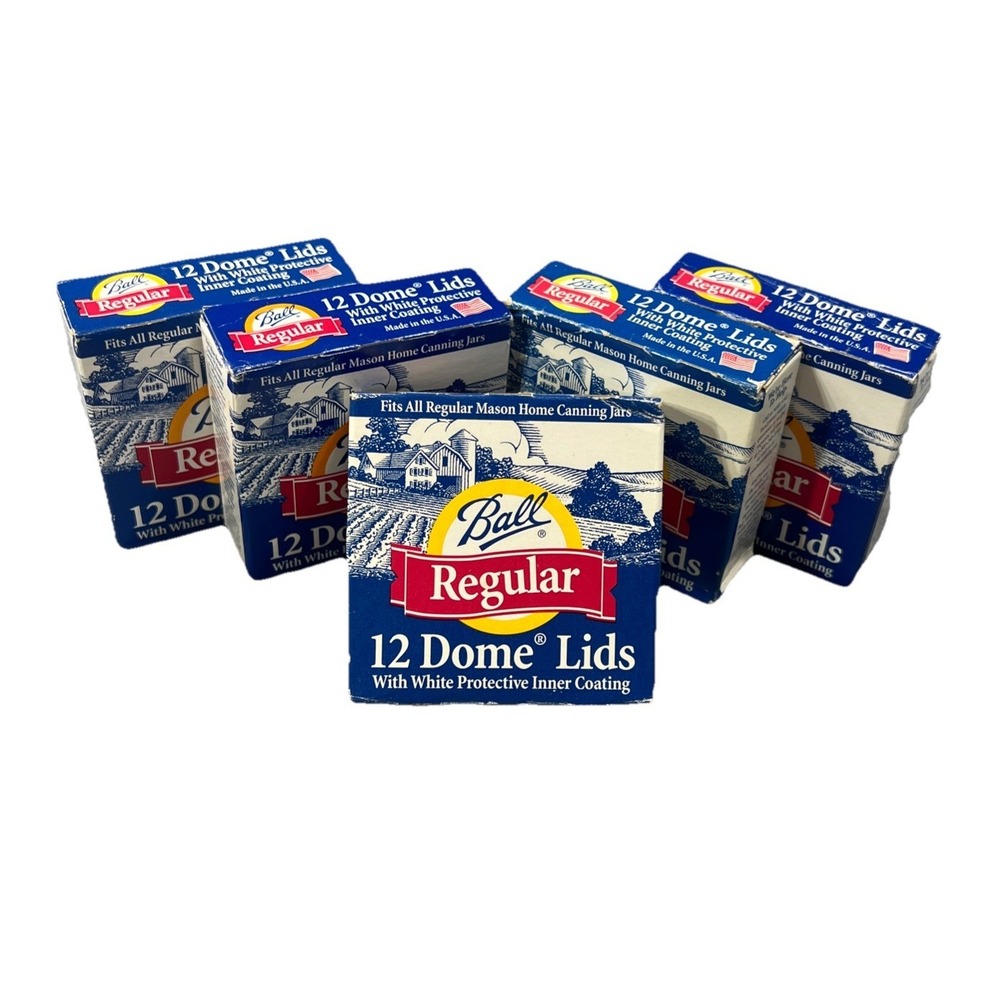 Ball Regular 12 Dome Lids Lot Of 60 USA MADE White Protective Coating NOS SEALED